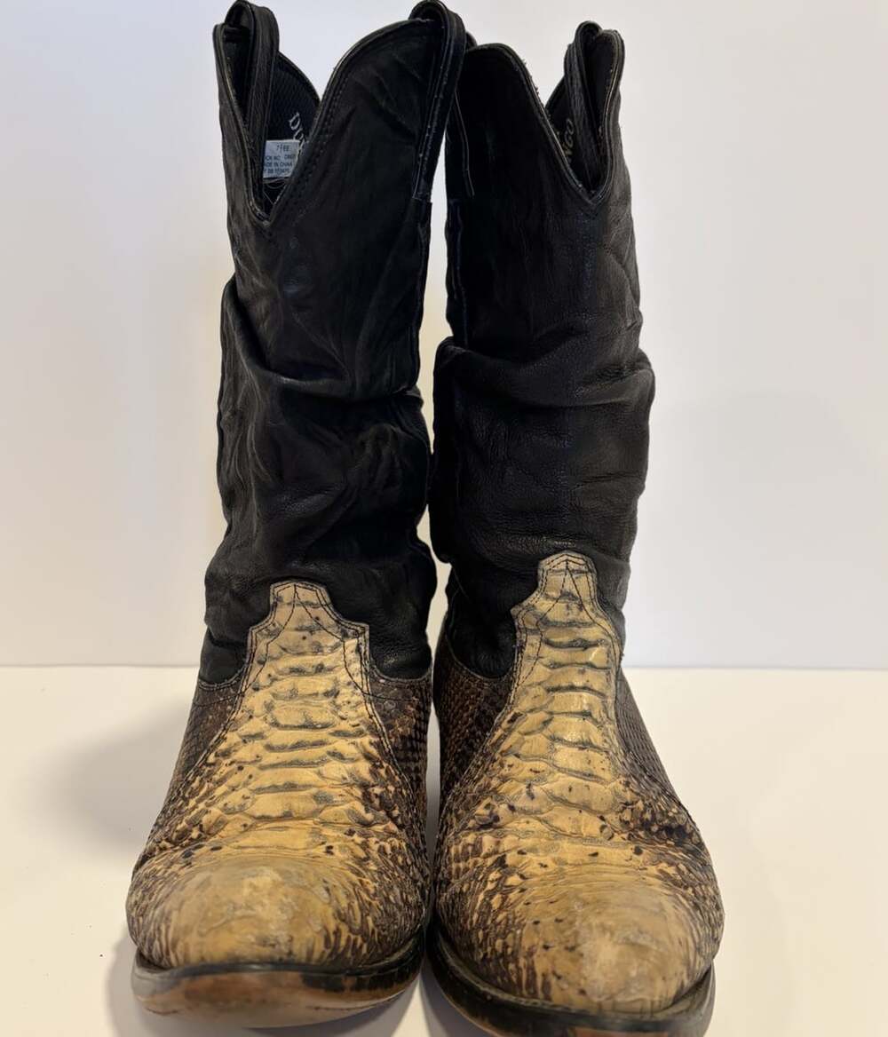 Women’s Black and Tan Durango Slouch Boots Size 7 1/2 EE Wide Western Cowgirl